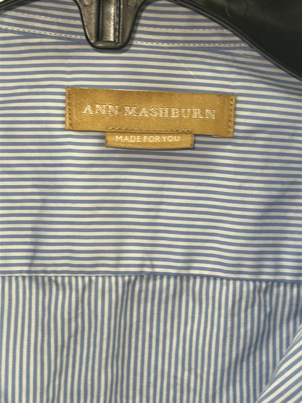 ANN MASHBURN Tomboy Popover Shirt Light STRIPE Blue Button-Down Shirt. Pit-pit19 - Picture 4 of 10